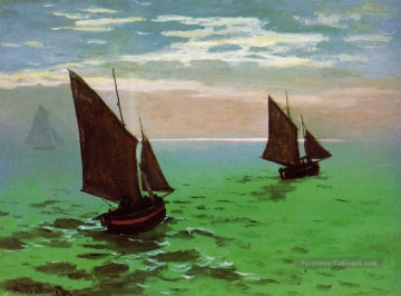 Bateaux de pêche en mer Claude Monet Peinture à l'huile